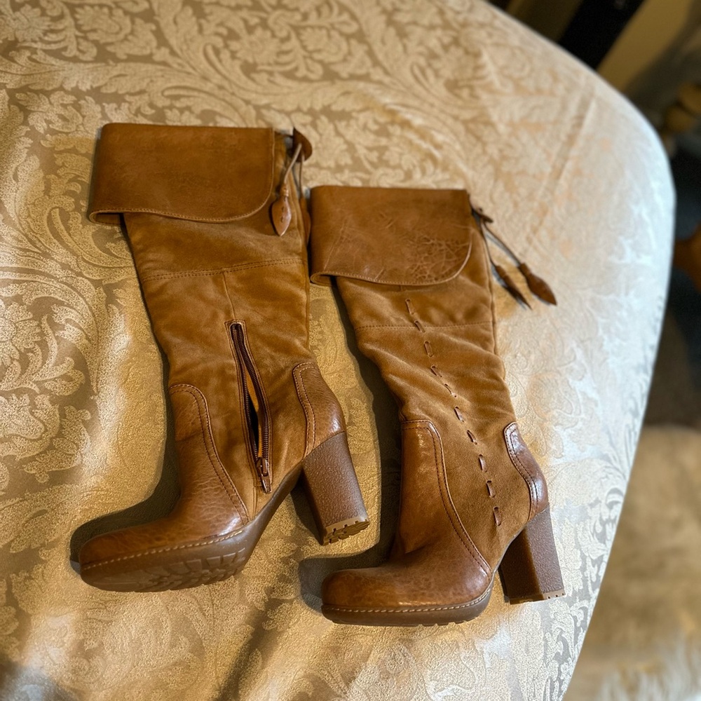 Brown Leather Knee-High Boots